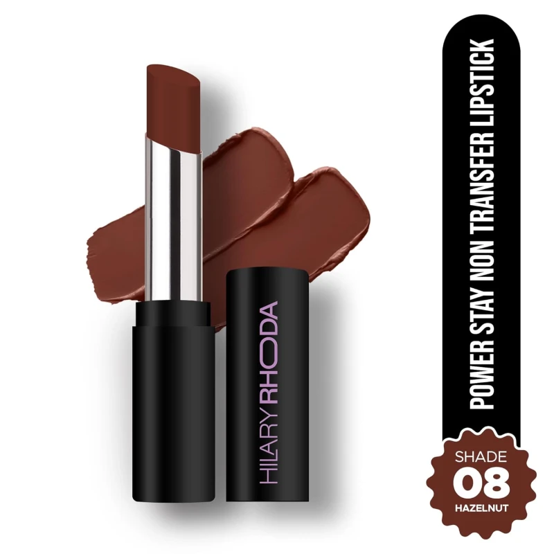 Hilary Rhoda Power Stay NonTransfer Lipstick | Matte Finish | Infused with Vitamin E & Shea Butter | Lightweight & Highly Pigmented | Glides Easily & Smudge-Proof |3.2g (Hazelnut - Shade 08) thumbnail 2